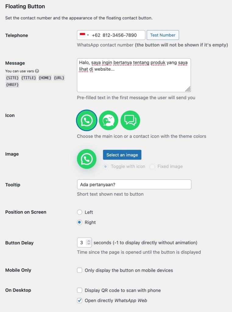 cara membuat tombol whatsapp di wordpress 3 - Kang Opes
