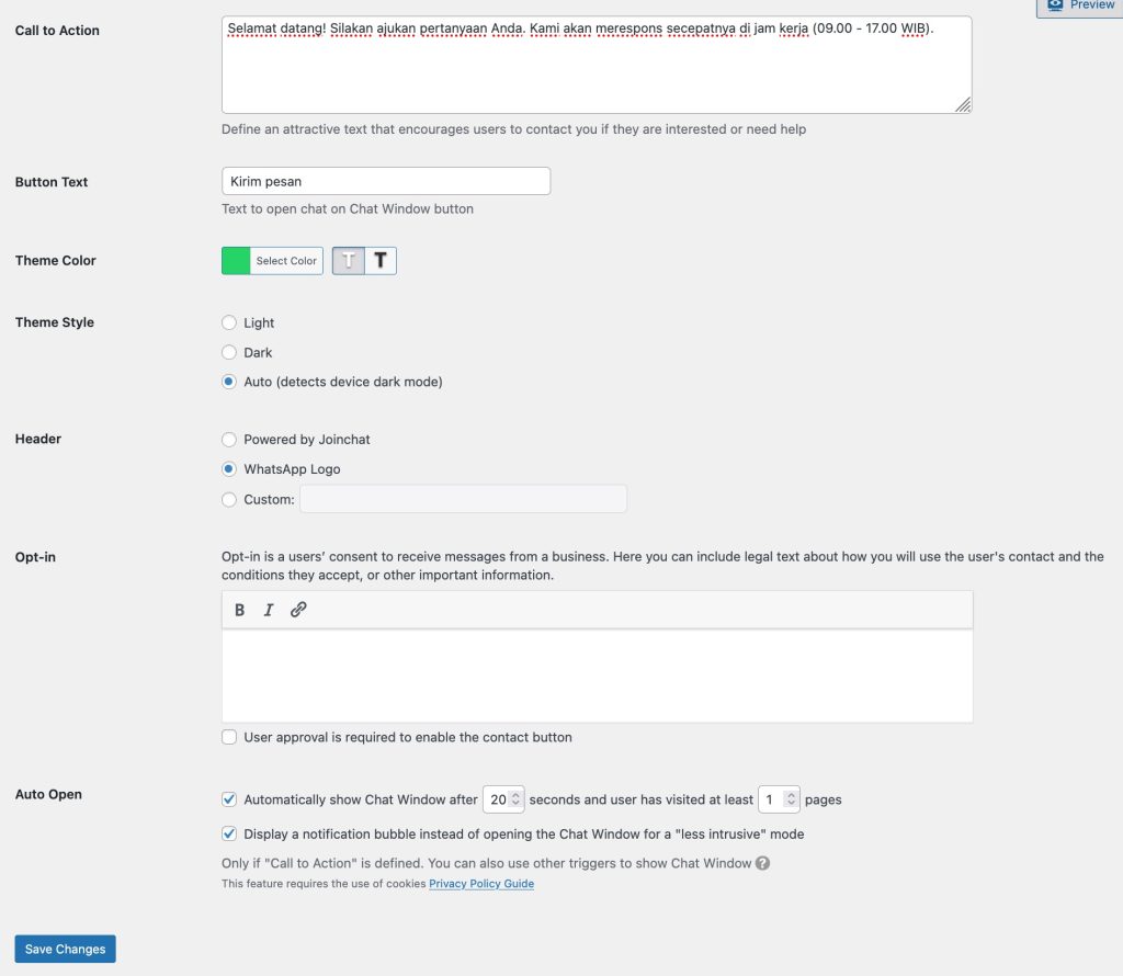 cara membuat tombol whatsapp di wordpress 4 - Kang Opes