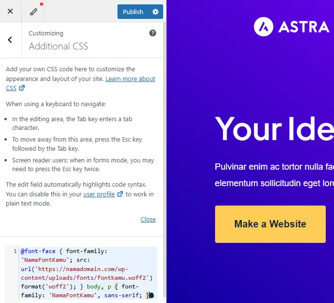 menambahkan font dengan metode additional css