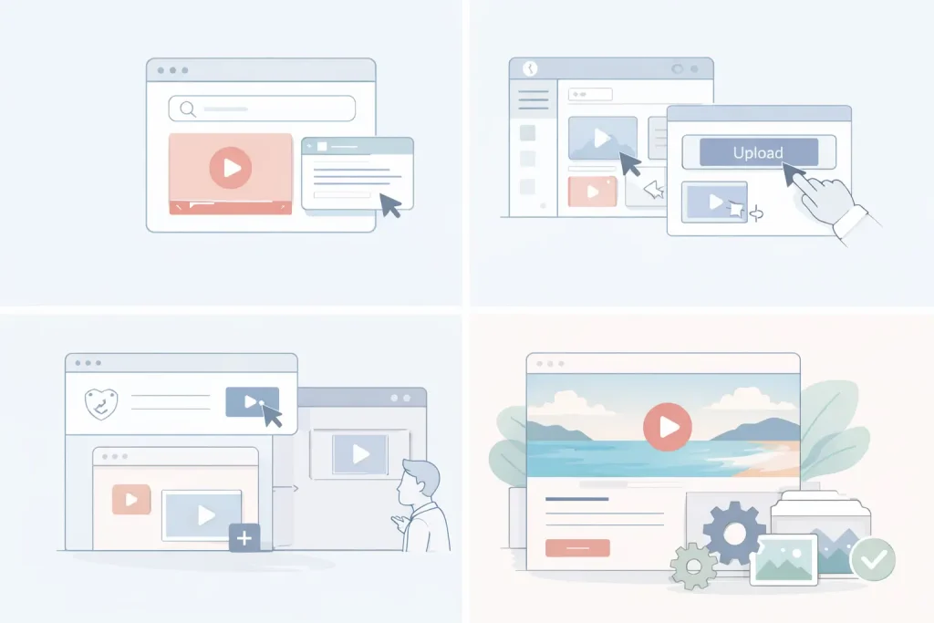 Ilustrasi berbagai metode menambahkan video di WordPress