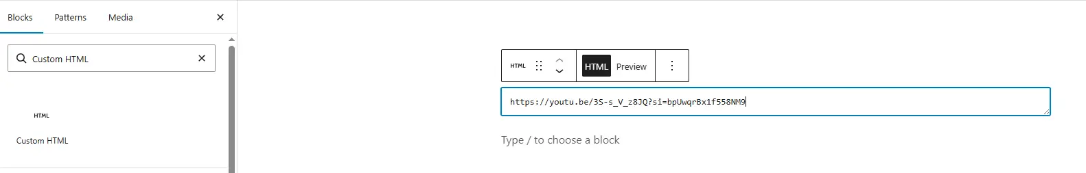 Gambar menambahkan video dengan Custom HTML