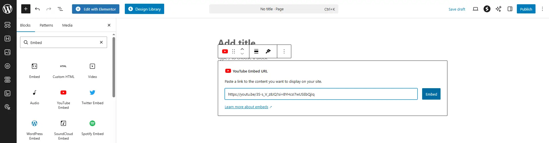 Gambar menambahkan video dengan gutenberg